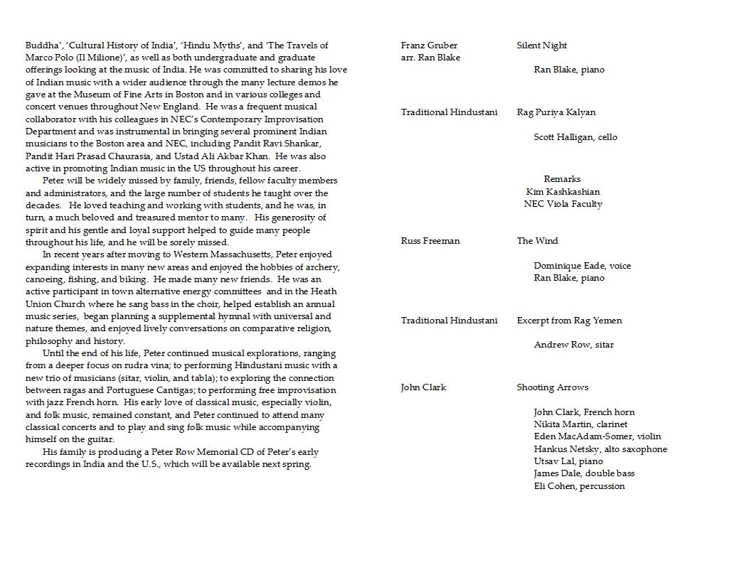 Peter Row Memorial Concert Full Program Page 3
