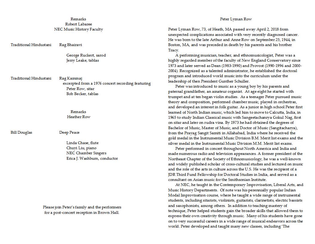 Peter Row Memorial Concert Full Program Page 4